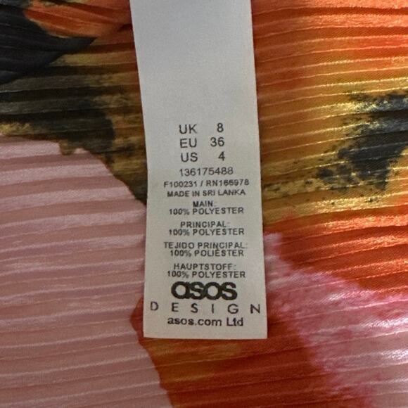 NEW ASOS Orange Floral Long Sleeve V-Neck Long Sleeve Blouson Maxi Dress Size 4 - Picture 6 of 6